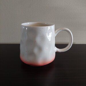 Rare Orly Maison New York Peach & White Speckled Dimpled Thumbprint Coffee Mug